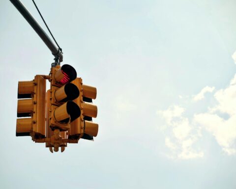 traffic light under blue sky