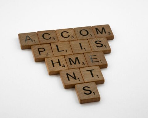 brown wooden scrabble tiles on white background