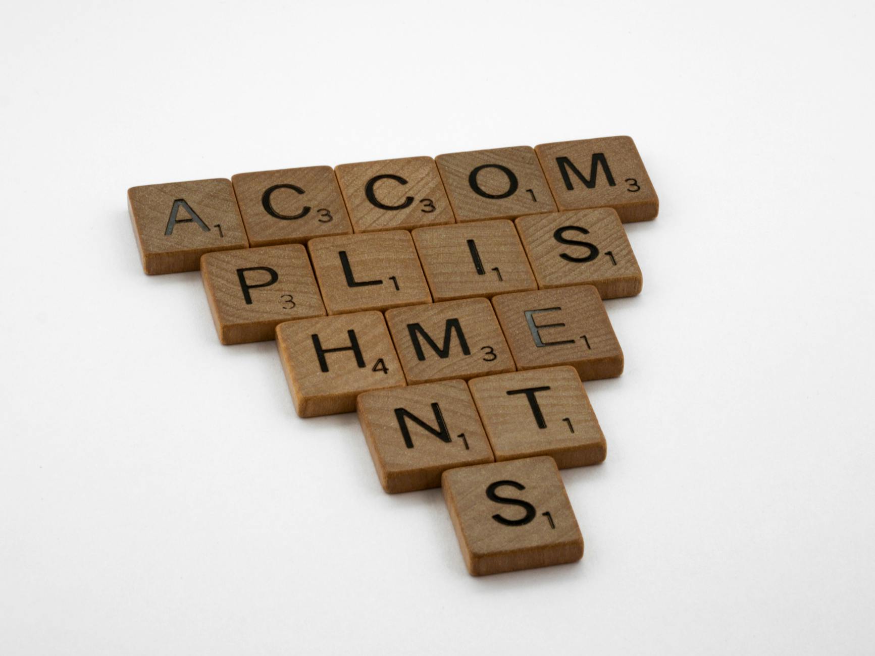 brown wooden scrabble tiles on white background