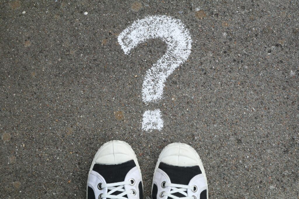 question mark on pavement