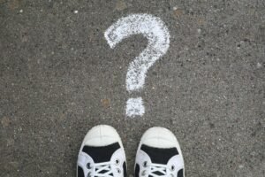 question mark on pavement