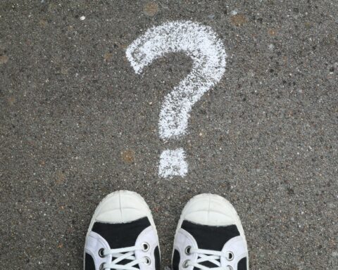 question mark on pavement