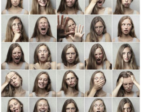 collage photo of woman