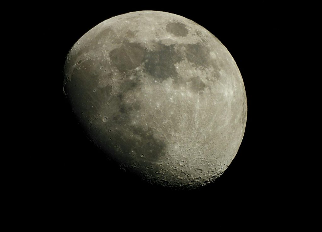 detailed close up of a gibbous moon