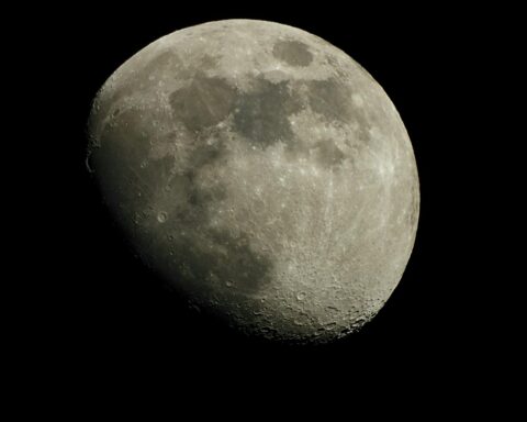 detailed close up of a gibbous moon