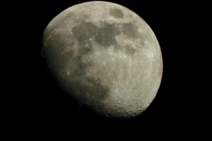 detailed close up of a gibbous moon